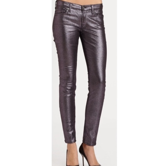 7 For All Mankind Purple Metallic Jeans - Picture 2 of 10